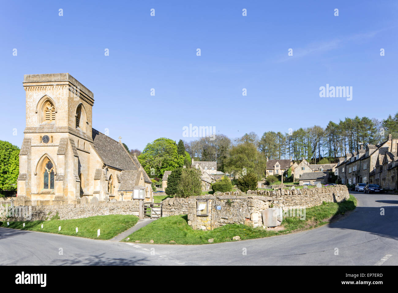 The Cotswold village of Snowshill and Church of St. Barnabas near Broadway,  Gloucestershire, England, UK Stock Photo