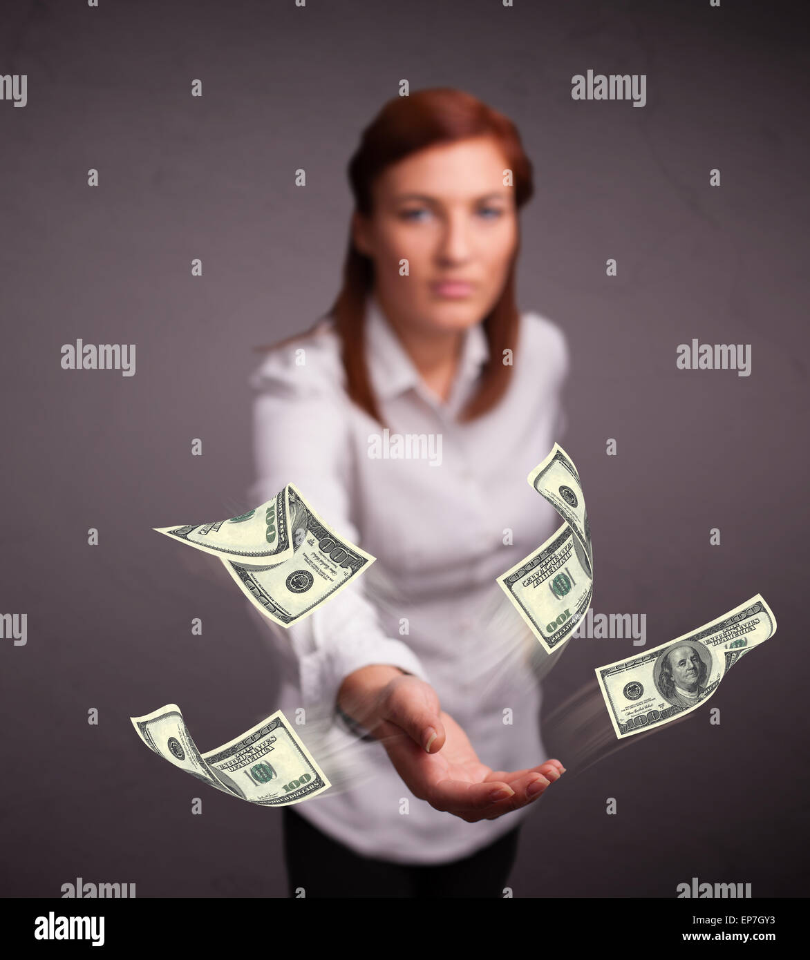 Young girl throwing money hires stock photography and images Alamy