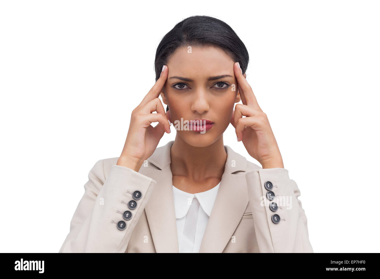 Woman fingers on temples hi-res stock photography and images - Alamy