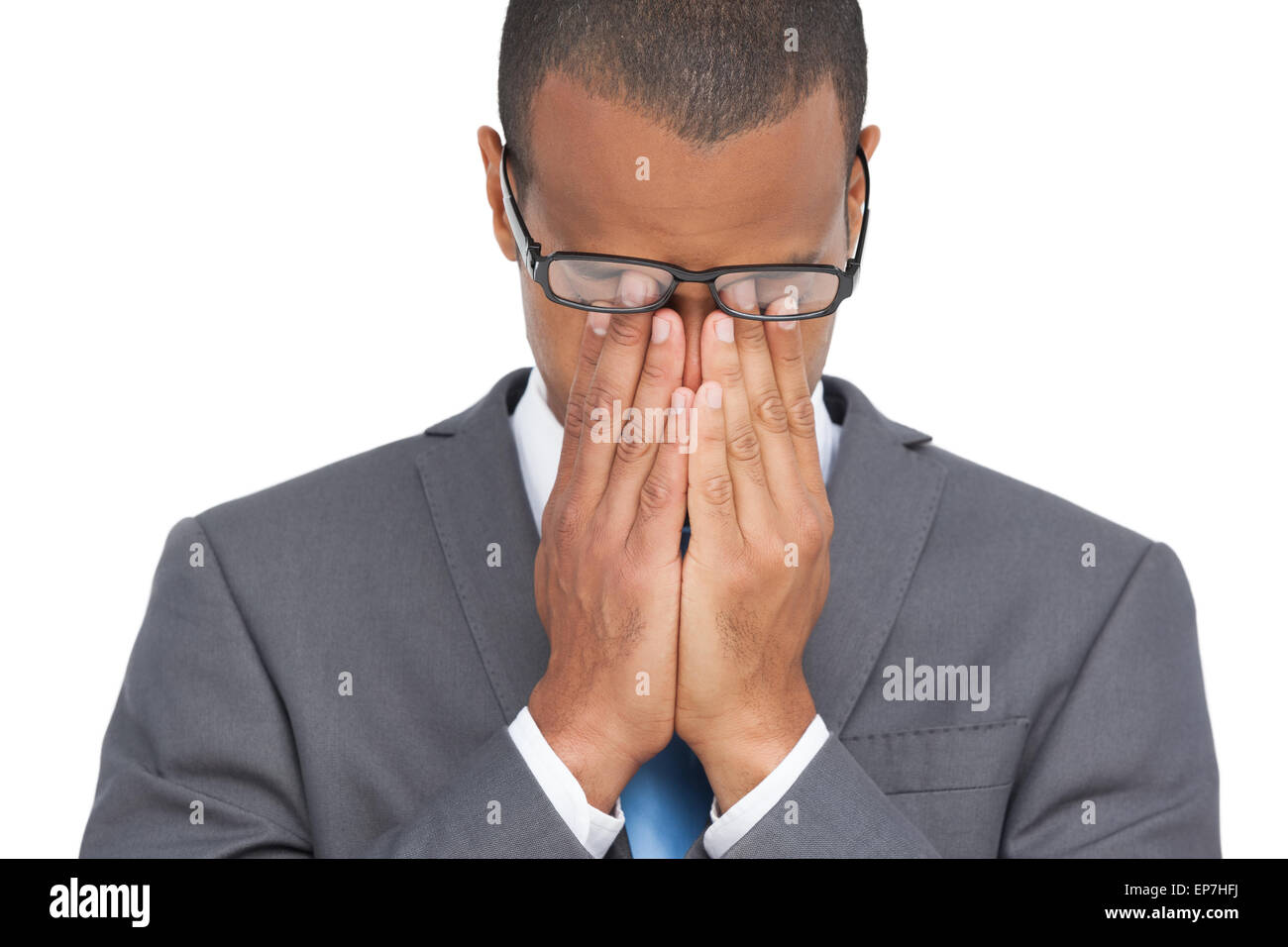 Holding head between hands hi-res stock photography and images - Alamy