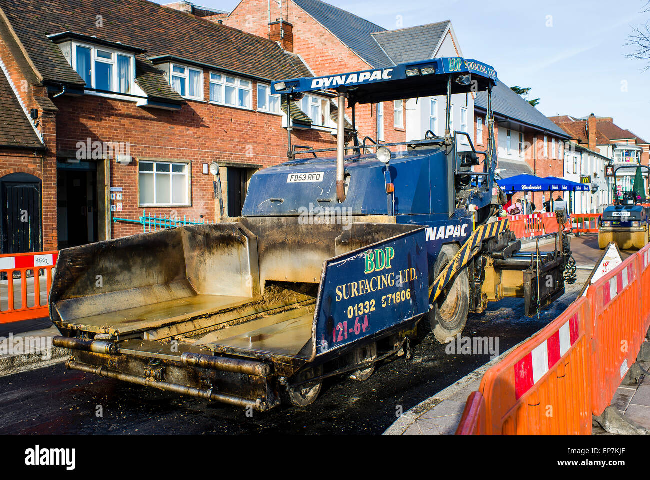 Road resurfacing in Stratford upon Avon Warwickshire UK Stock Photo