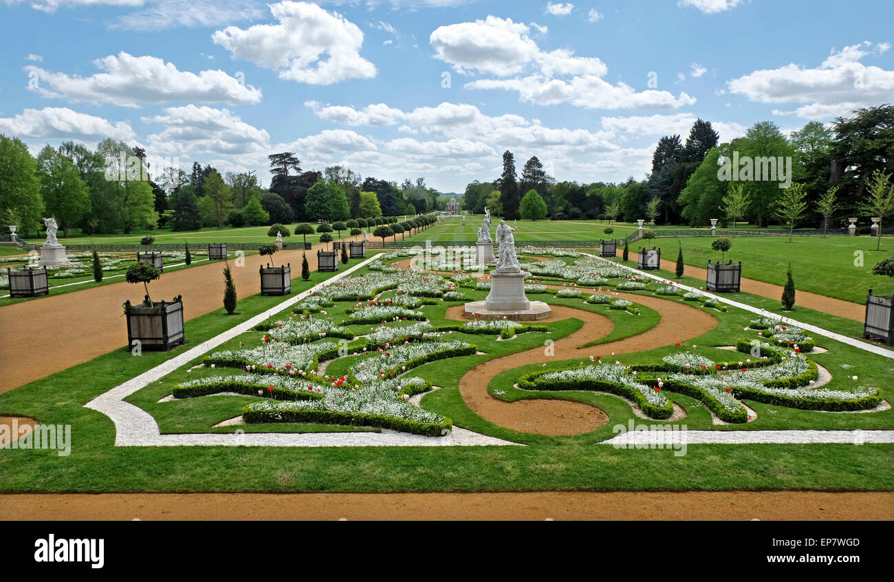 The French Gardens at Wrest Mansion and Park, Silsoe, Luton, Bedfordshire, UK. Stock Photo