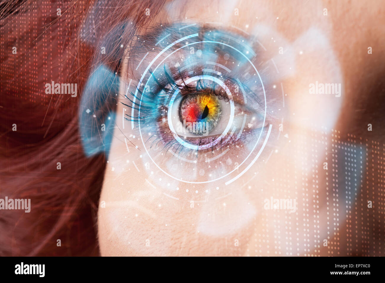 Future woman with cyber technology eye panel concept Stock Photo - Alamy