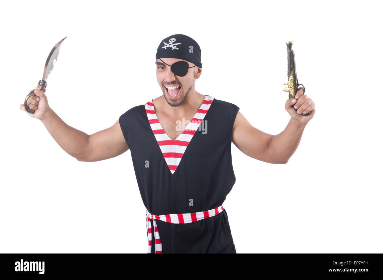 One eyed pirate isolated on the white Stock Photo Alamy