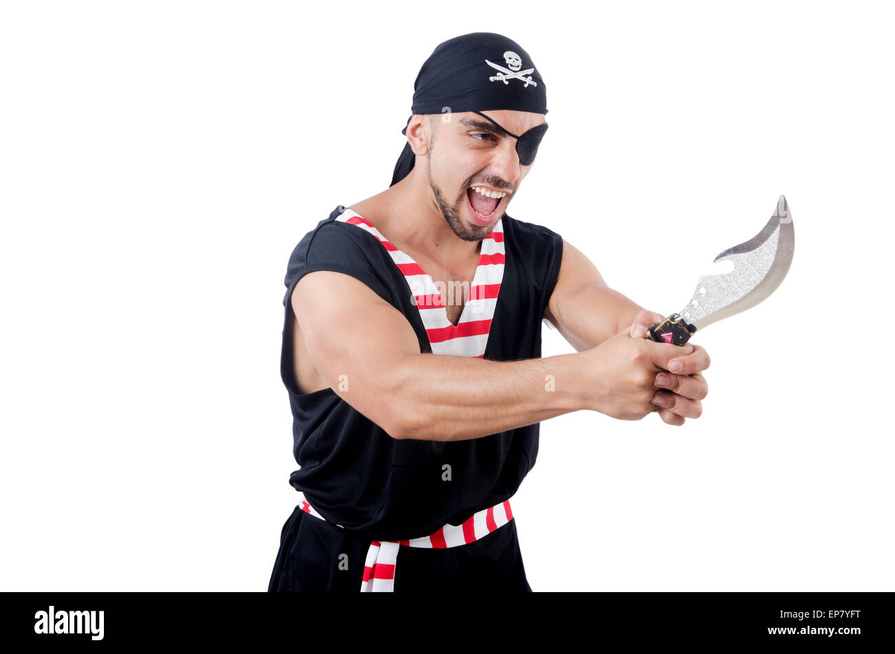One eyed pirate isolated on the white Stock Photo Alamy