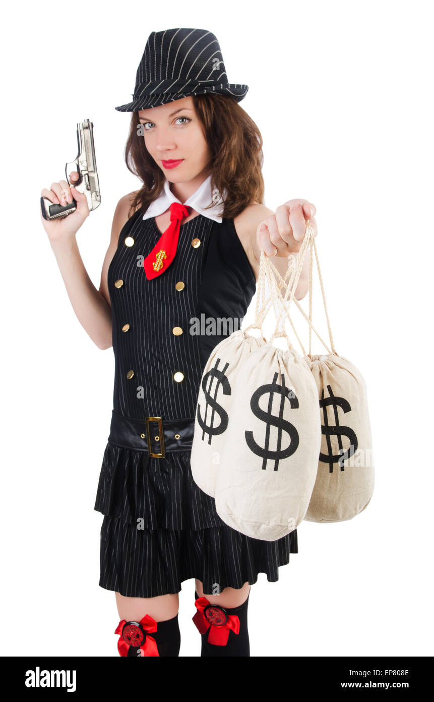 Red Revolver Woman Money Guns Women