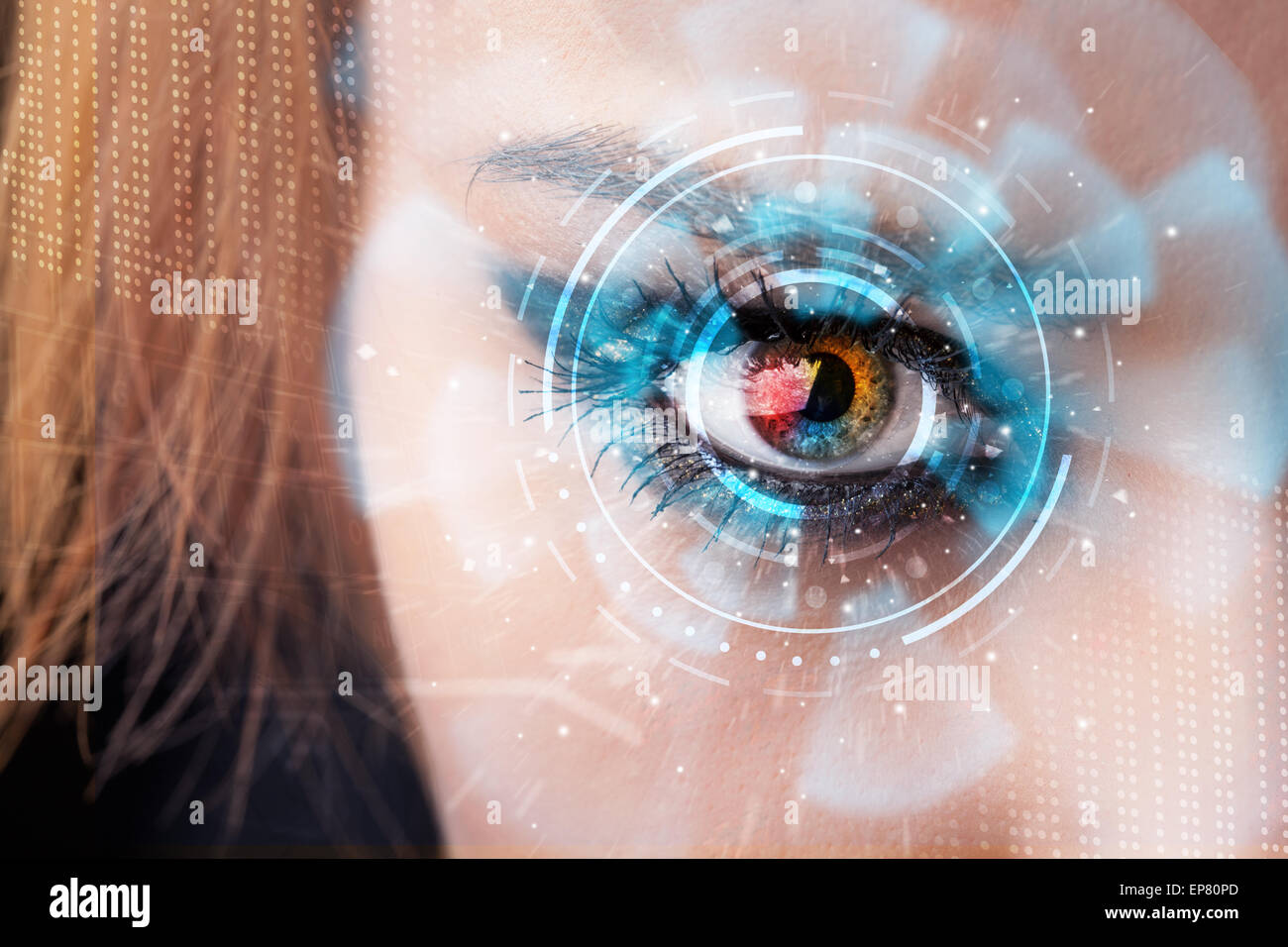 Future woman with cyber technology eye panel concept Stock Photo - Alamy