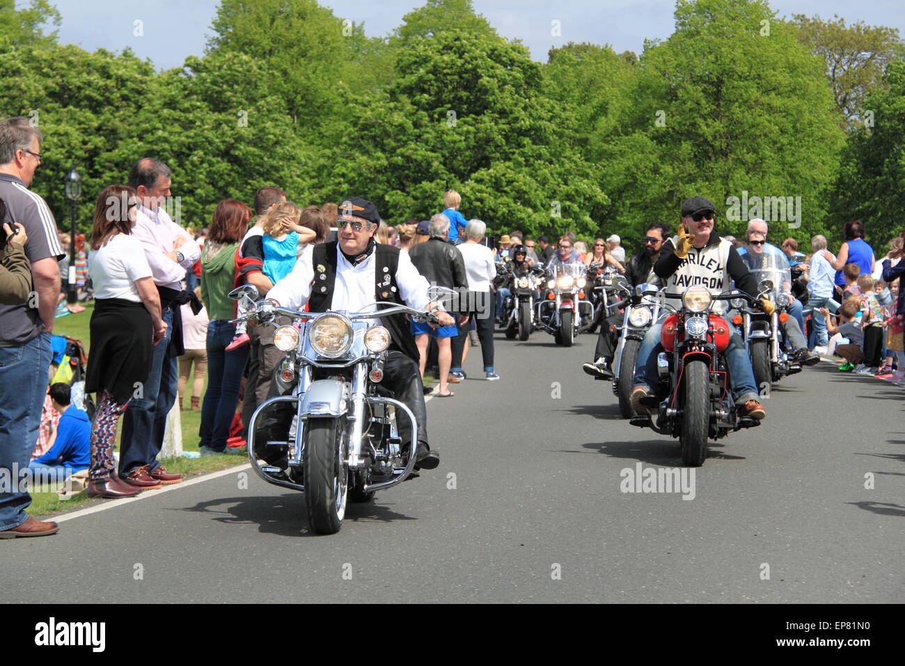 HarleyDavidson motorbikes, Chestnut Sunday, Bushy Park, Hampton Court