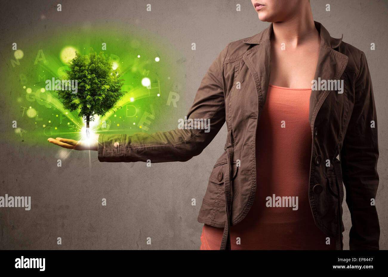 Woman Hand Tree Glowing tree growing in the hand of a woman Stock Photo - Alamy