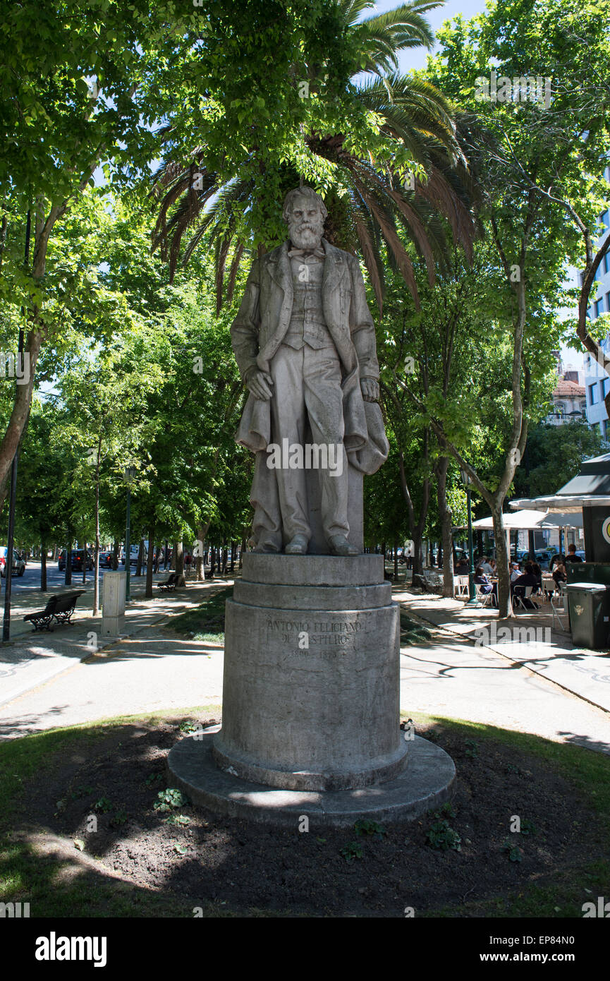 statue of António Feliciano de Castilho, 1st Viscount of Castilho on the Avenida Liberdade in Lisbon Portugal Stock Photo