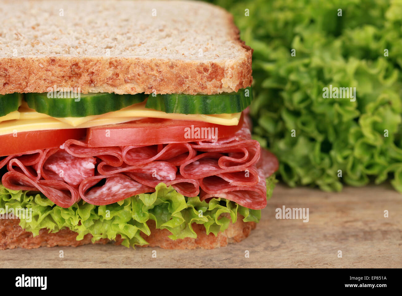 Salami Sandwich mit Copyspace Stock Photo - Alamy