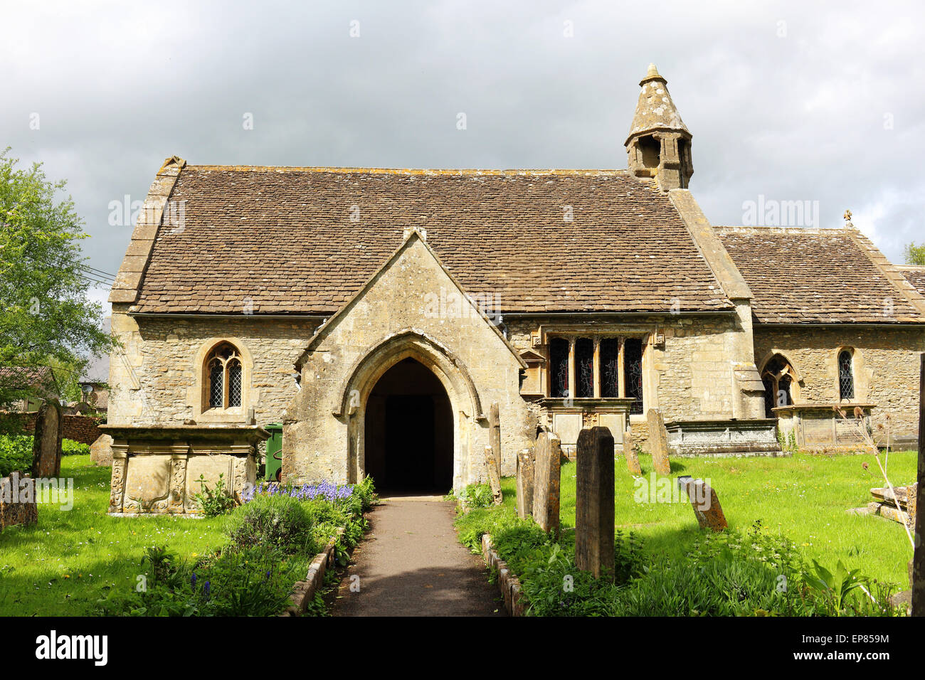 Biddestone Village Church and Tower  in Wiltshire Stock Photo