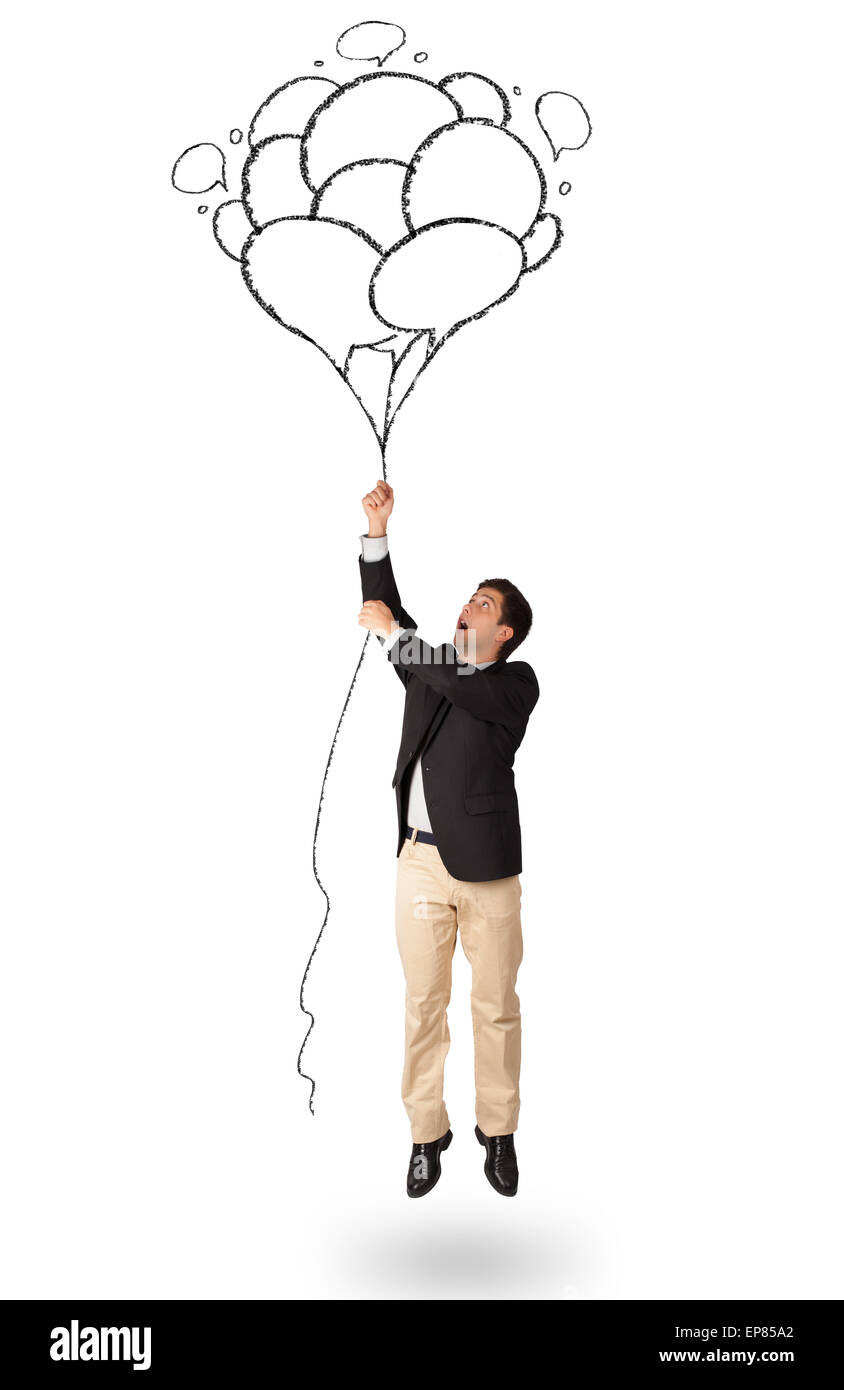 Alaska Missionaris Ondergedompeld Happy man holding balloons drawing Stock Photo - Alamy