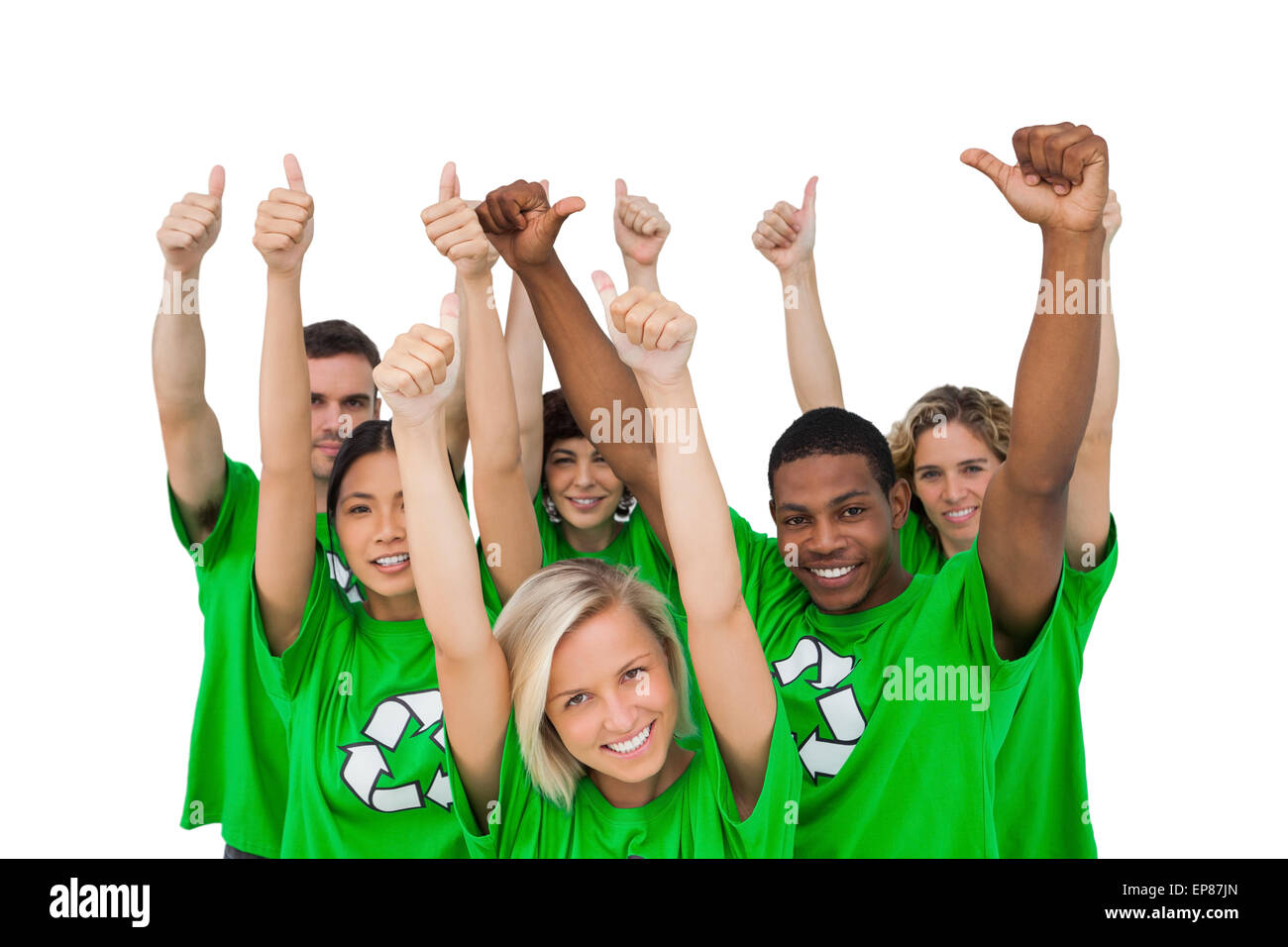 Cheerful group of environmental giving thumbs up Stock Photo