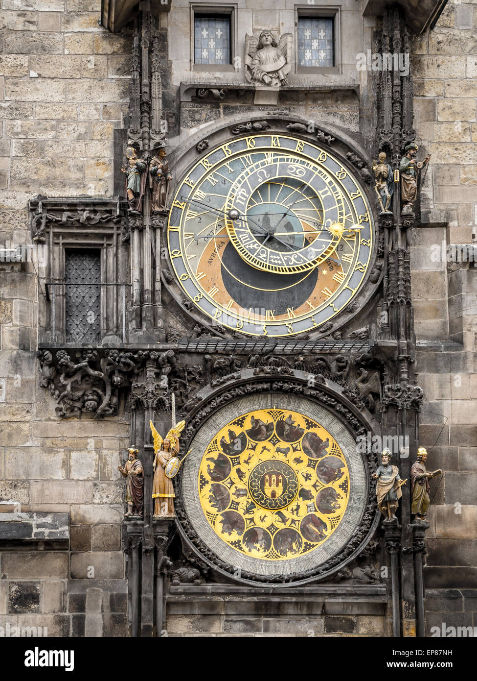 Astronomical clock on Old Town City Hall, Prague, Chech Republic Stock Photo