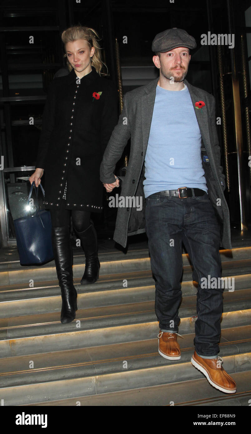 Natalie Dormer And Partner Anthony Byrne Leaving Their Hotel Stock