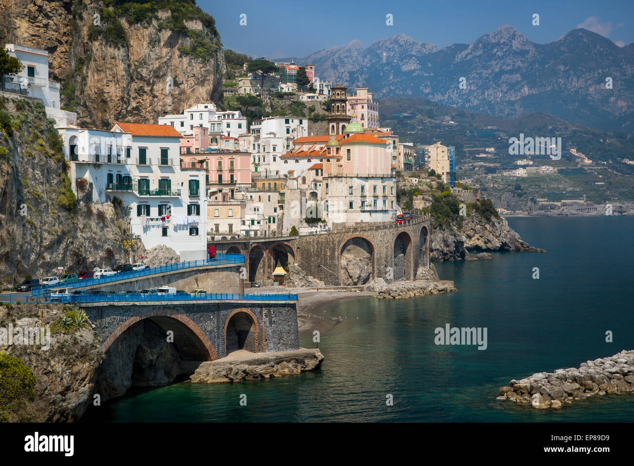 Seaside town of Atrani near Amalfi, Campania, Italy Stock Photo