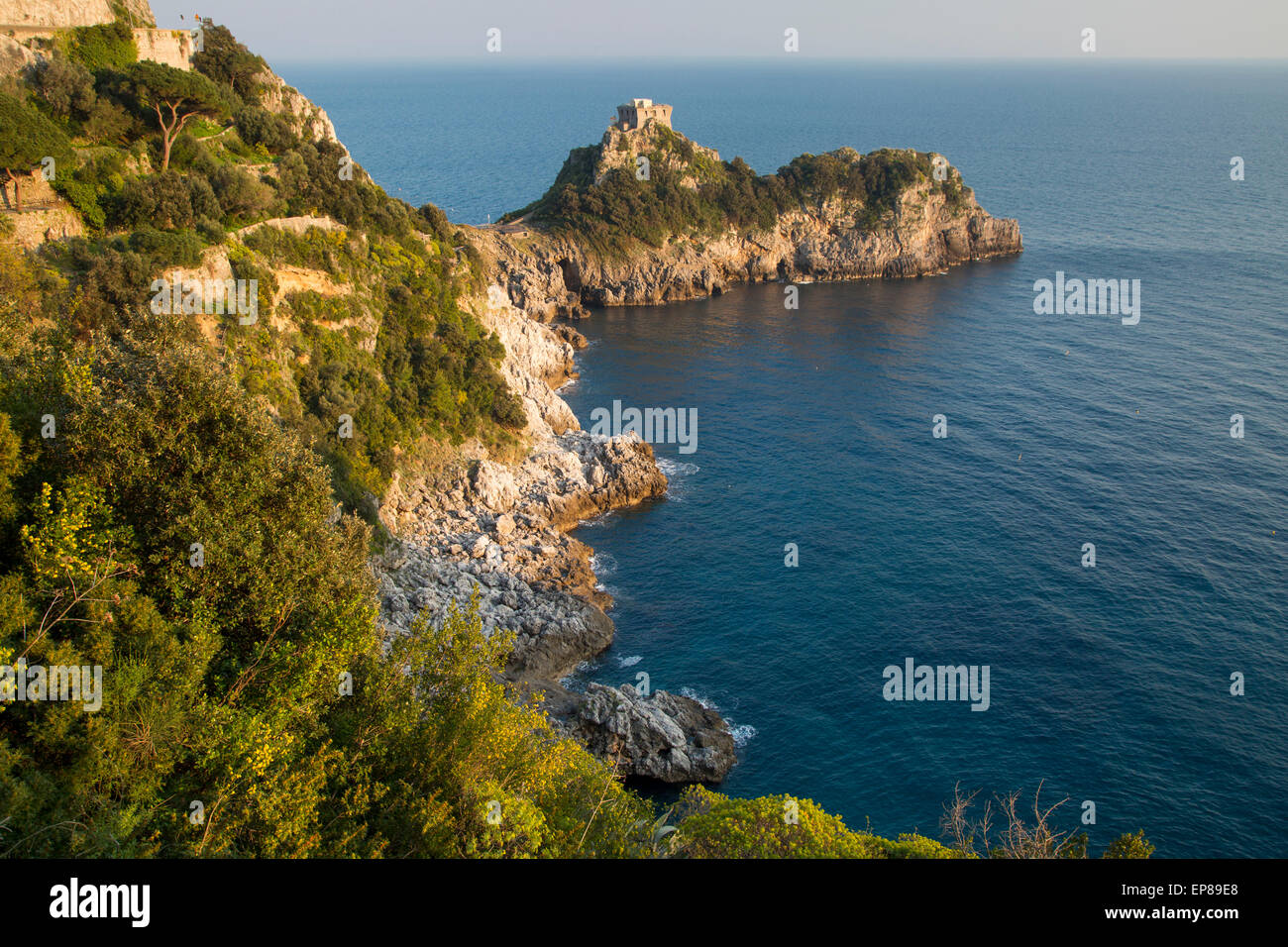 Torre del Capo Conca Tower or Saracen or White Tower - a 16th century watchtower along the Amalfi Coast near Praiano, Campania, Stock Photo