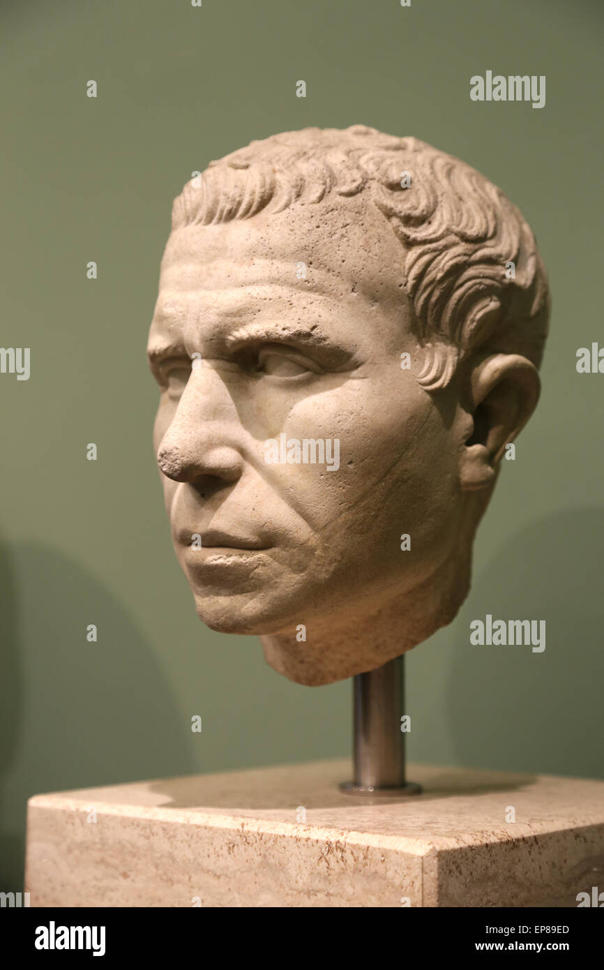 Male portrait. Roman. Marble. 30 BC. National Roman Museum. Palace Massimo. Rome. Italy. Stock Photo