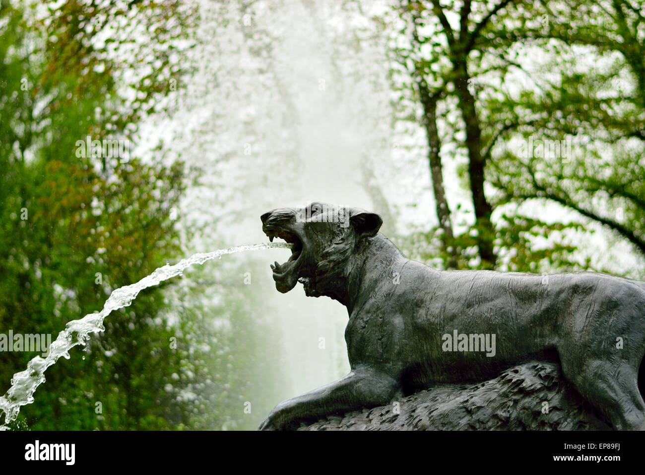 Fountain in the gardens of Herrenchiemsee palace in Bavaria Germany Stock Photo