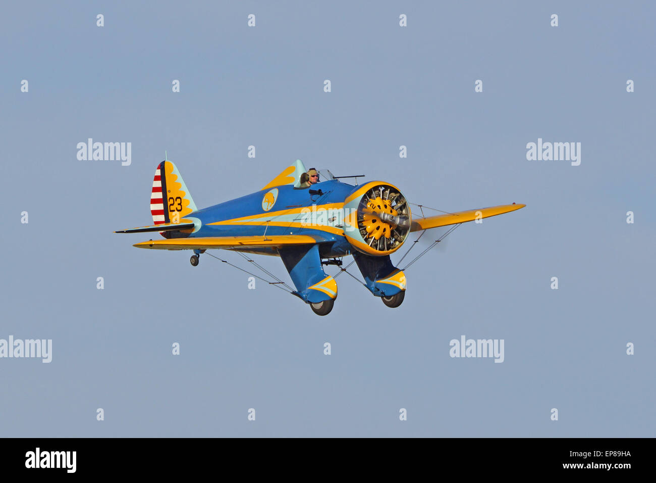 P26 Peashooter Military Airplane flying at twilight during 2015 Planes