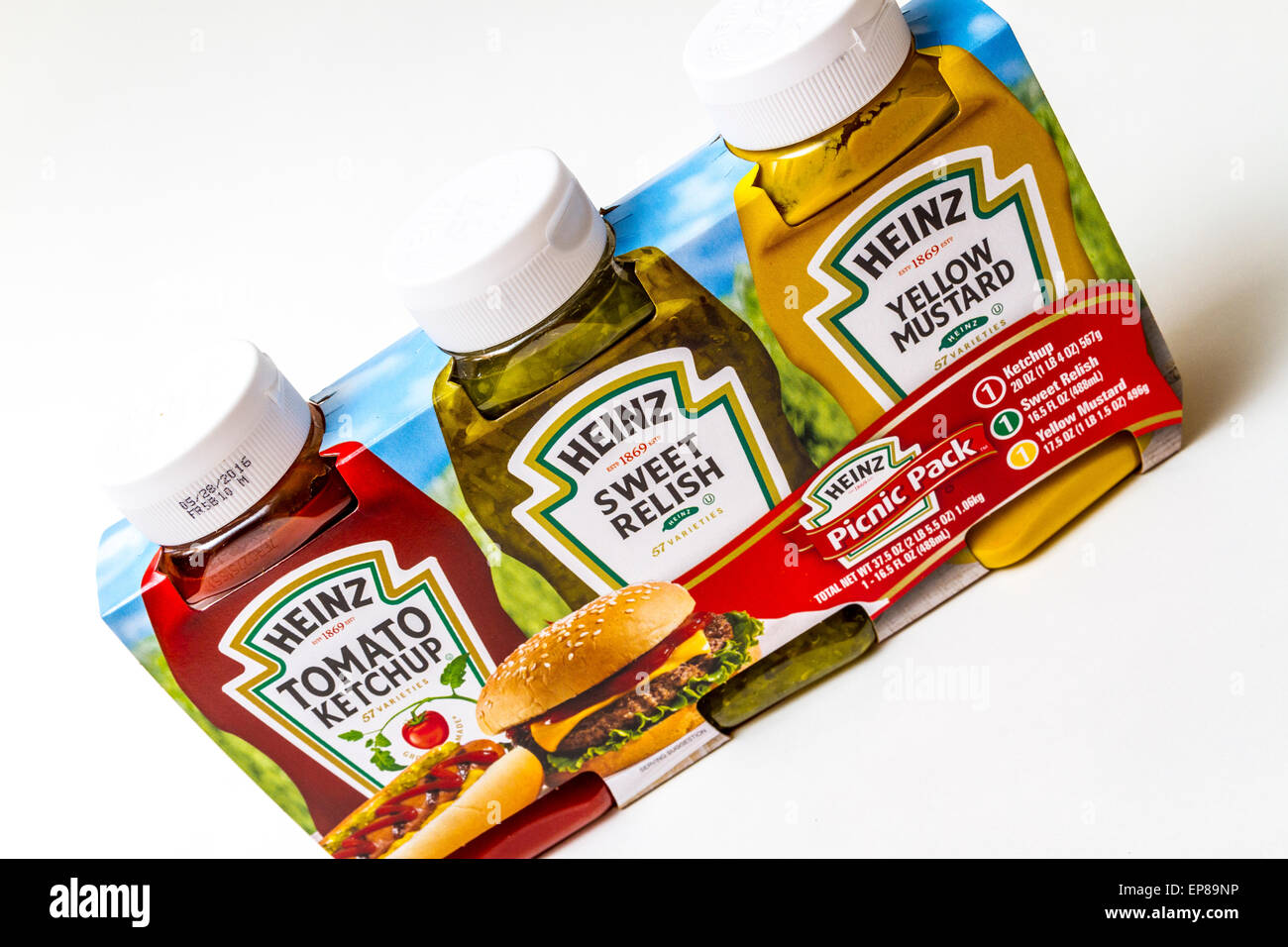 A three Pack of Heinz products Ketchup, Mustard, and Sweet Pickle