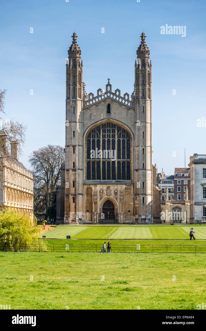 The Chapel of King's College, Cambridge University viewed from The Backs, being the back of the colleges. Stock Photo