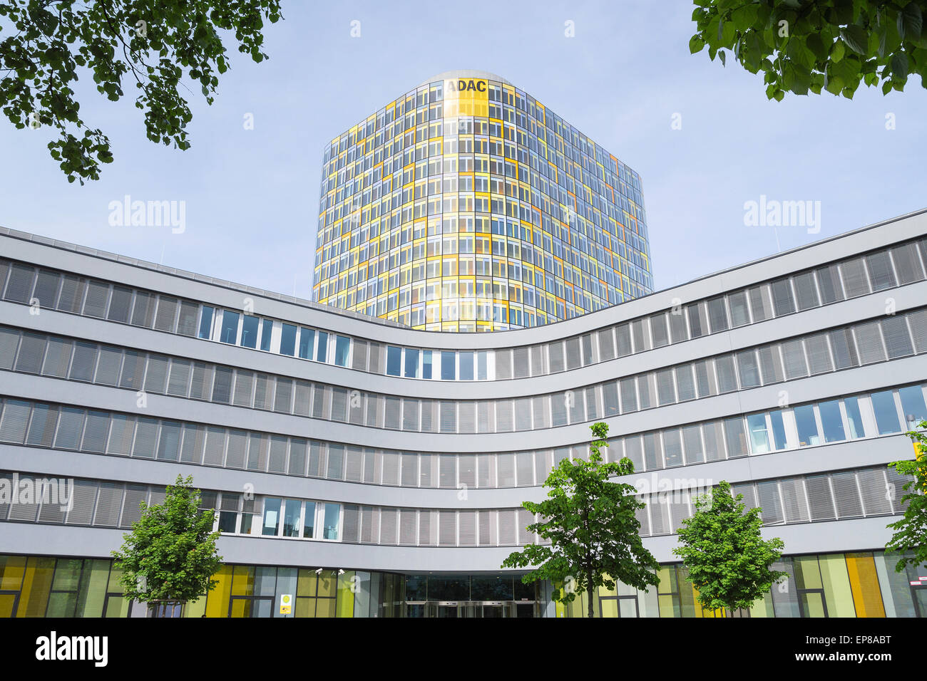 Facade of new modern ADAC headquarters and offices building. ADAC is the largest club for car owners in Europe. Stock Photo