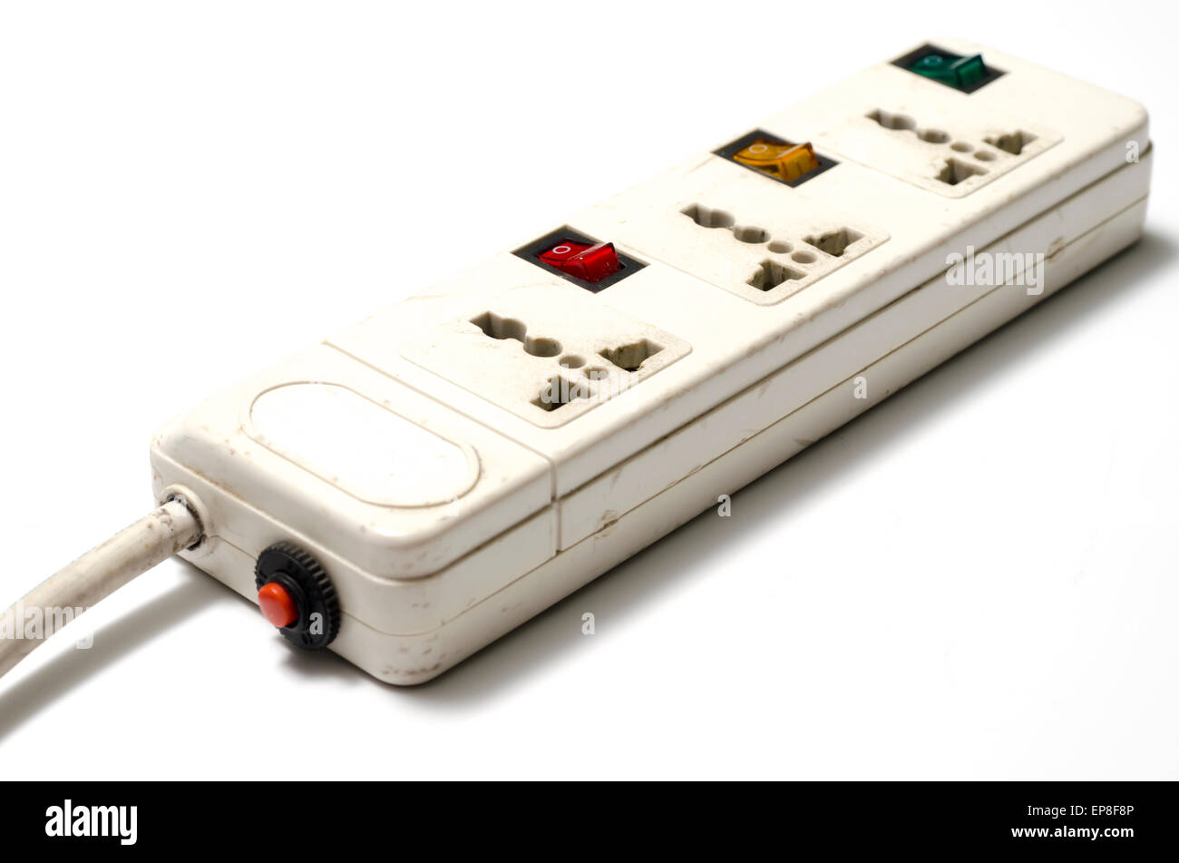 electric multiple socket outlet on a white background Stock Photo Alamy