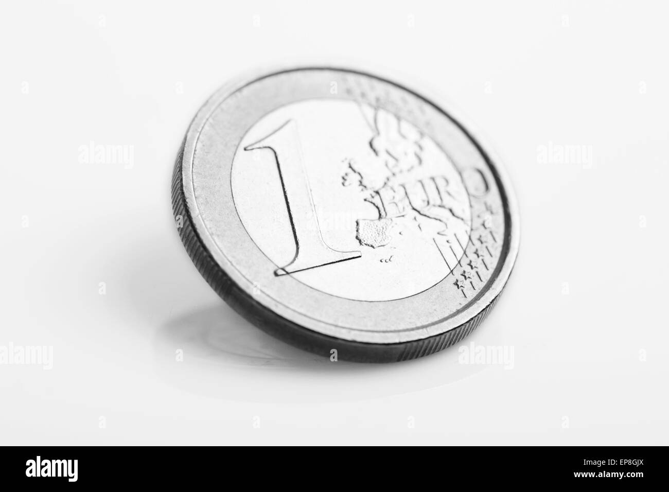 One Euro Coin Isolated on White Background Stock Photo