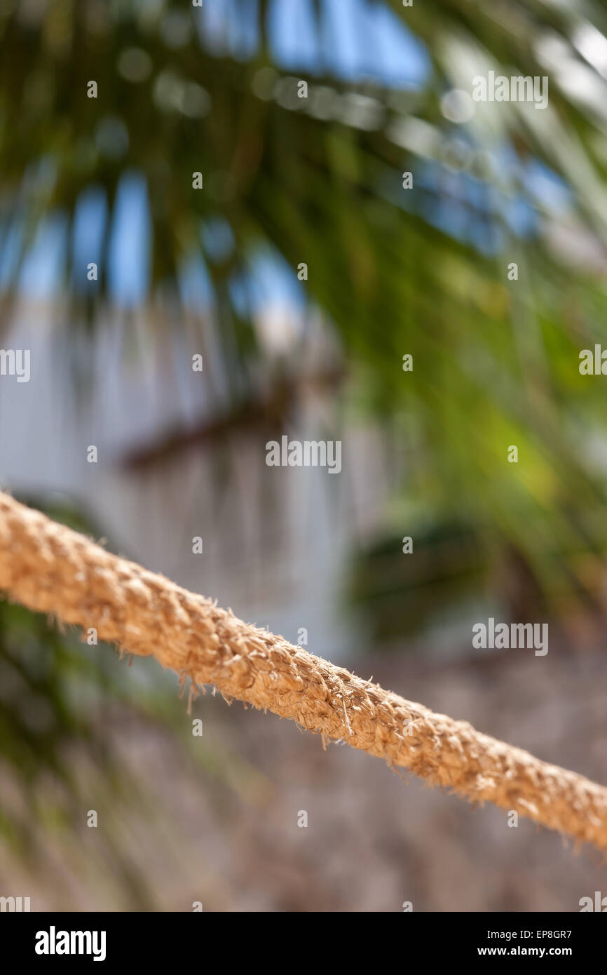 the rope fence of pier in summer vacation time Stock Photo - Alamy