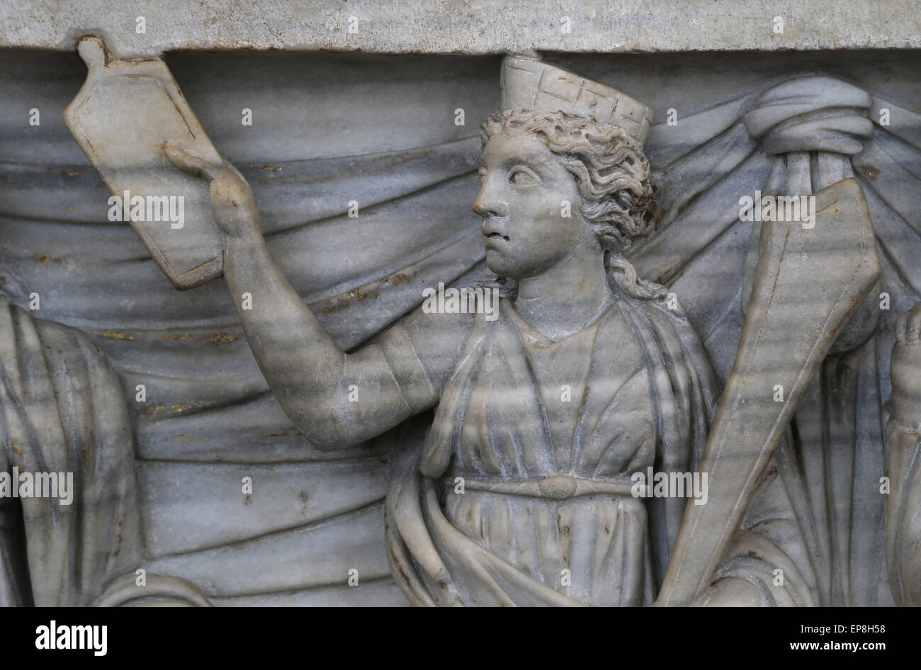 Marriage ceremony. Detail: Annona. From Via Latina, 270-80 CE. National Roman Museum. Palace Massimo. Rome. Italy. Stock Photo