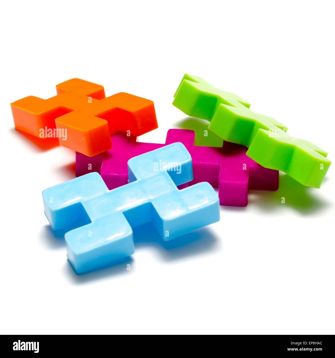 toy plastic blocks on a white background Stock Photo - Alamy