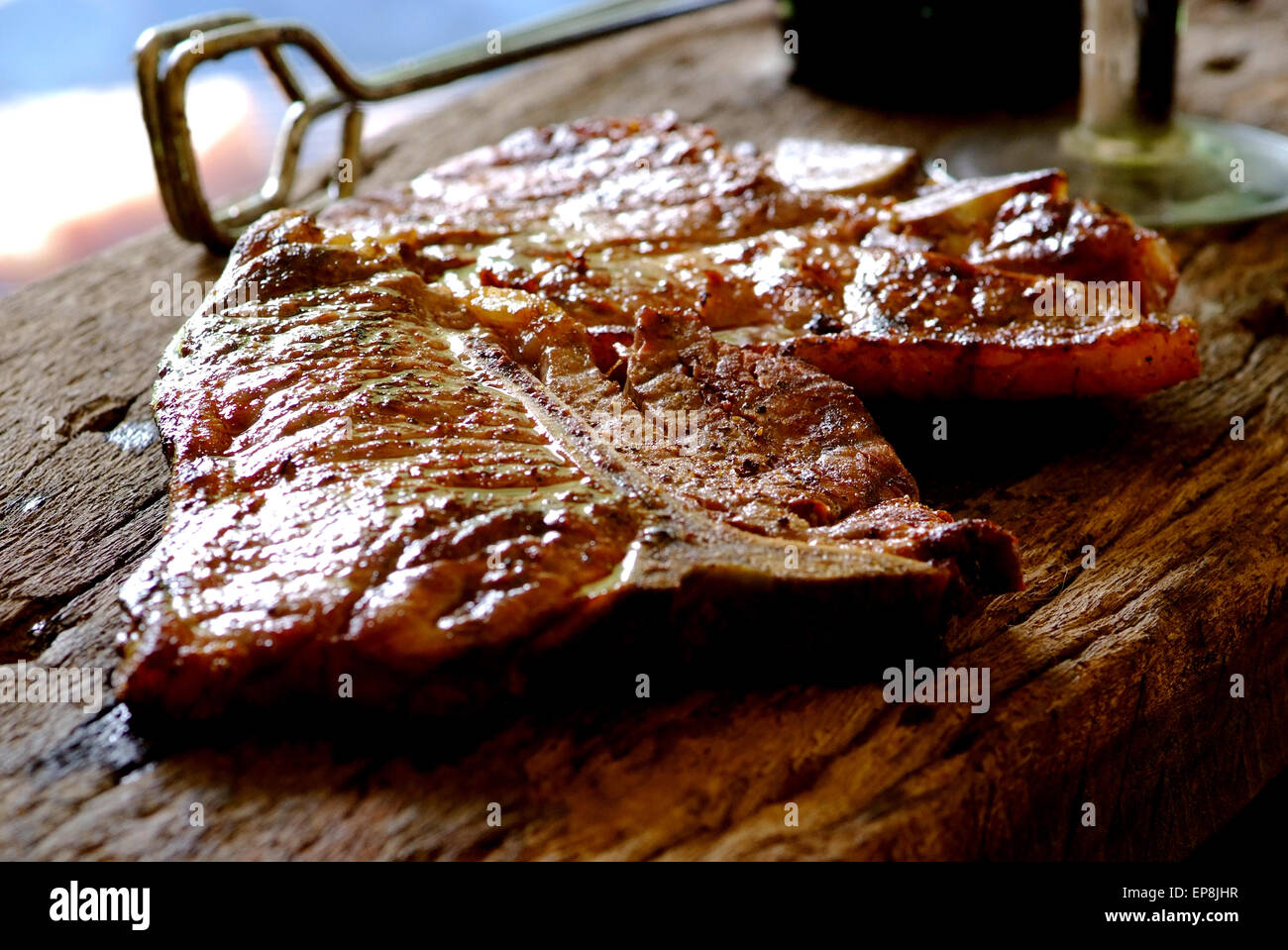 T bone steak at a South African braai otherwise known as a barbecue
