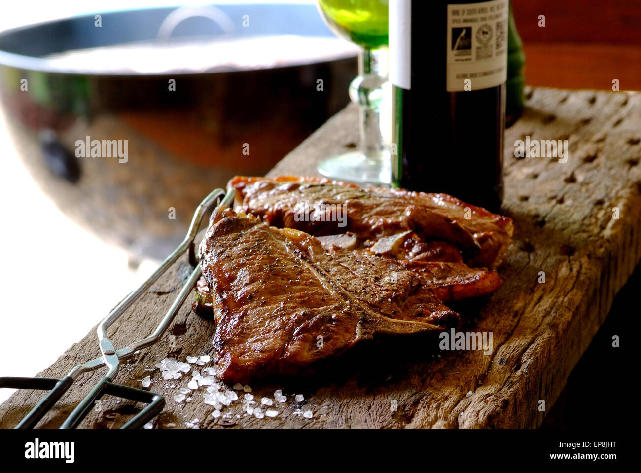 T bone steak at a South African braai otherwise known as a barbecue
