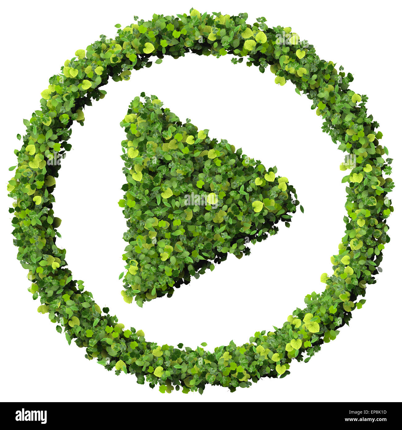 Media control reverse play eco icon made from green leaves isolated on ...