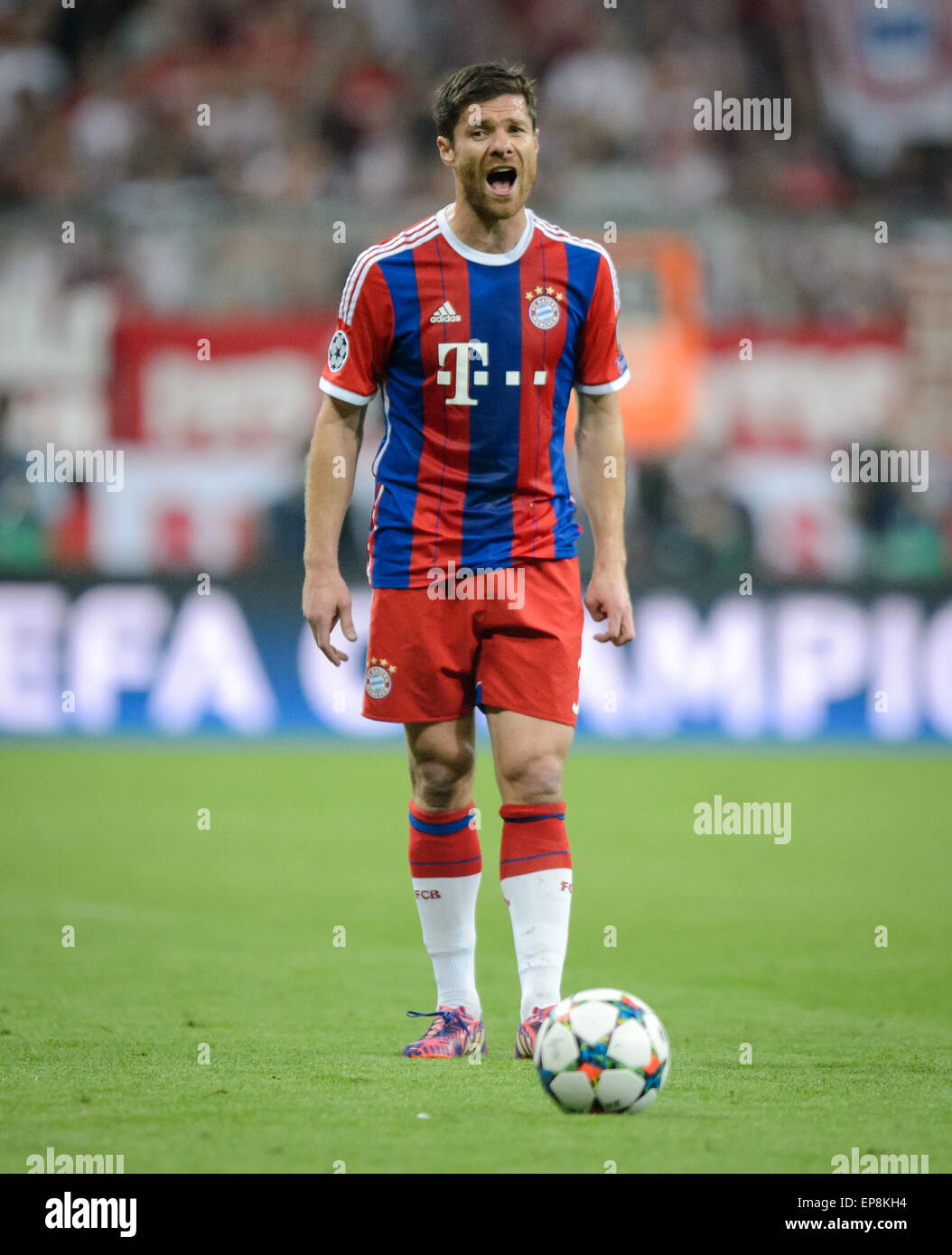 Munich Germany 12th May 2015 Munich S Xabi Alonso Reacts During Stock Photo Alamy