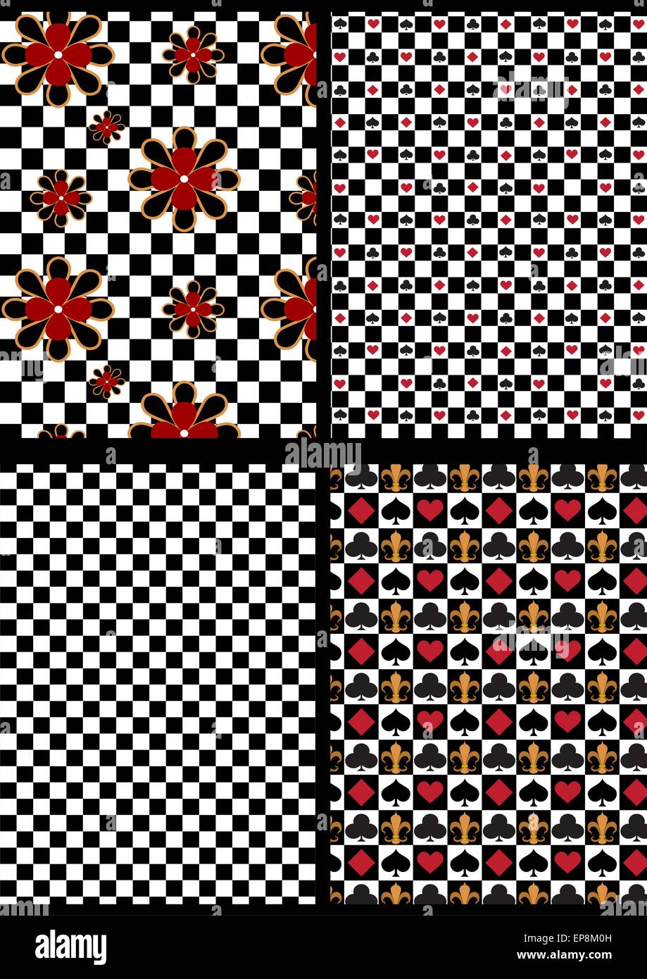 Variations black and white checkered seamless backgrounds Stock Vector ...