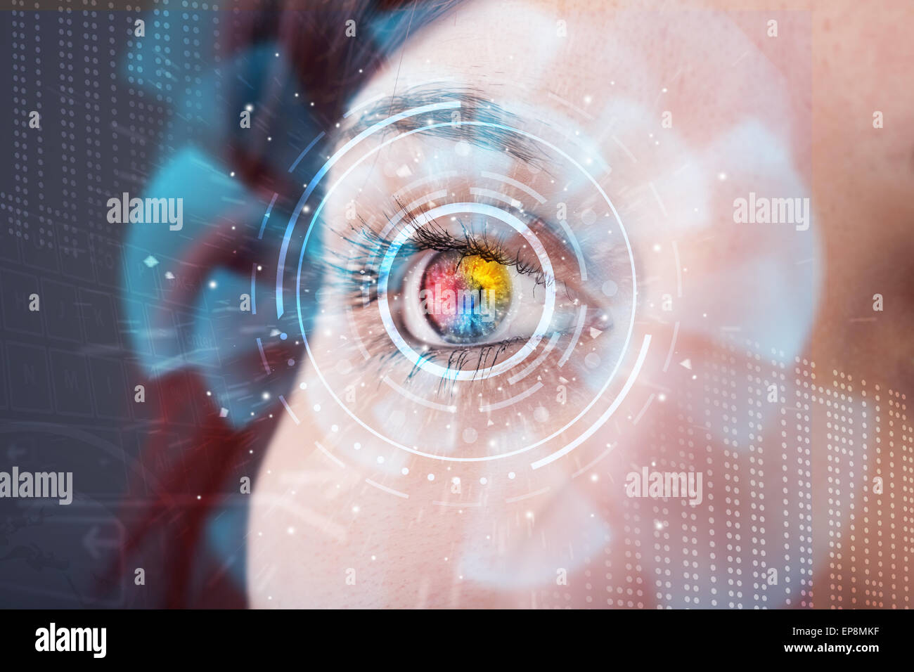 Future woman with cyber technology eye panel concept Stock Photo - Alamy