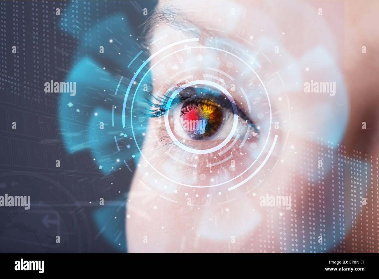 Future woman with cyber technology eye panel concept Stock Photo - Alamy