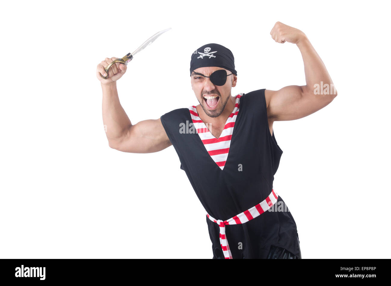 One eyed pirate isolated on the white Stock Photo Alamy