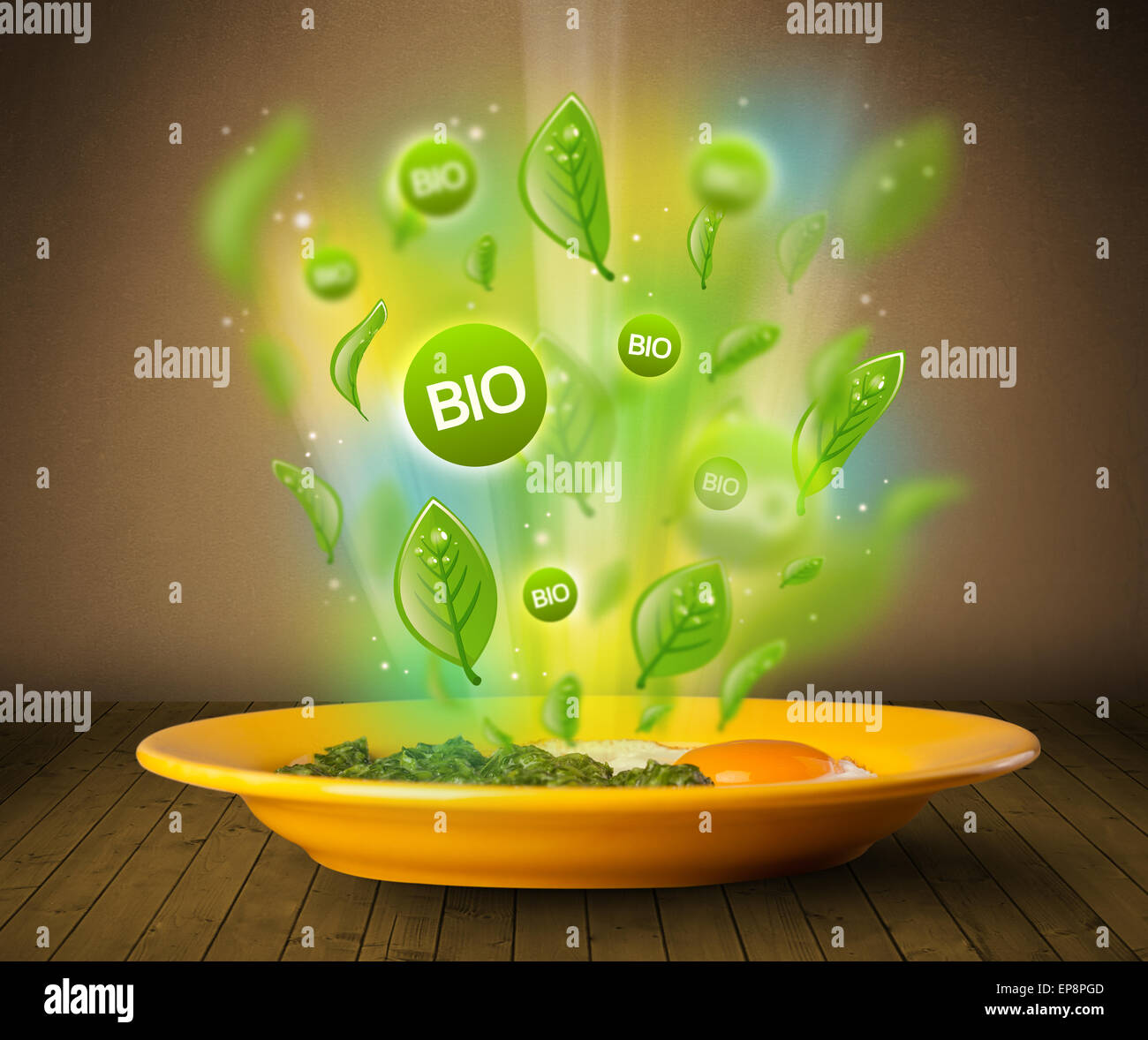 Healthy bio green plate of food Stock Photo - Alamy