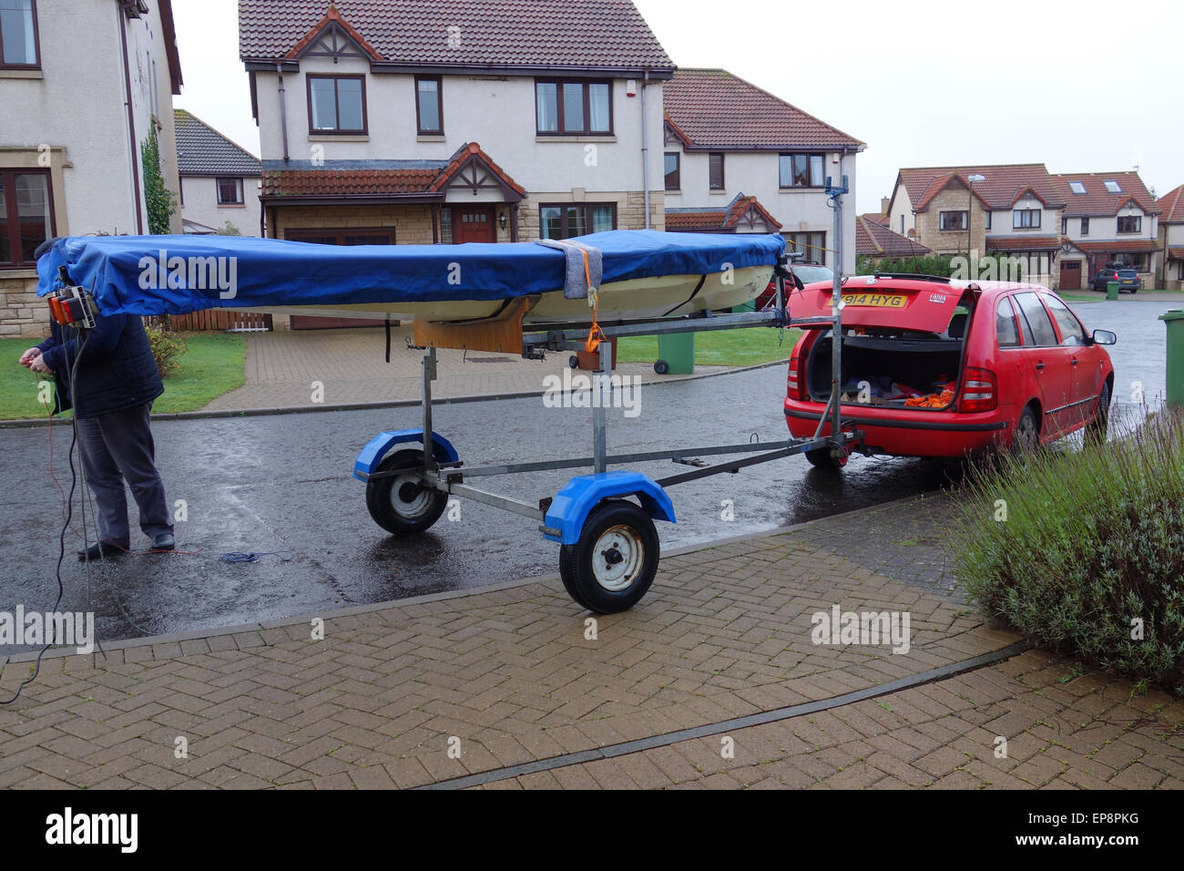 Streaker Dinghy on Double Road Trailer Stock Photo Alamy