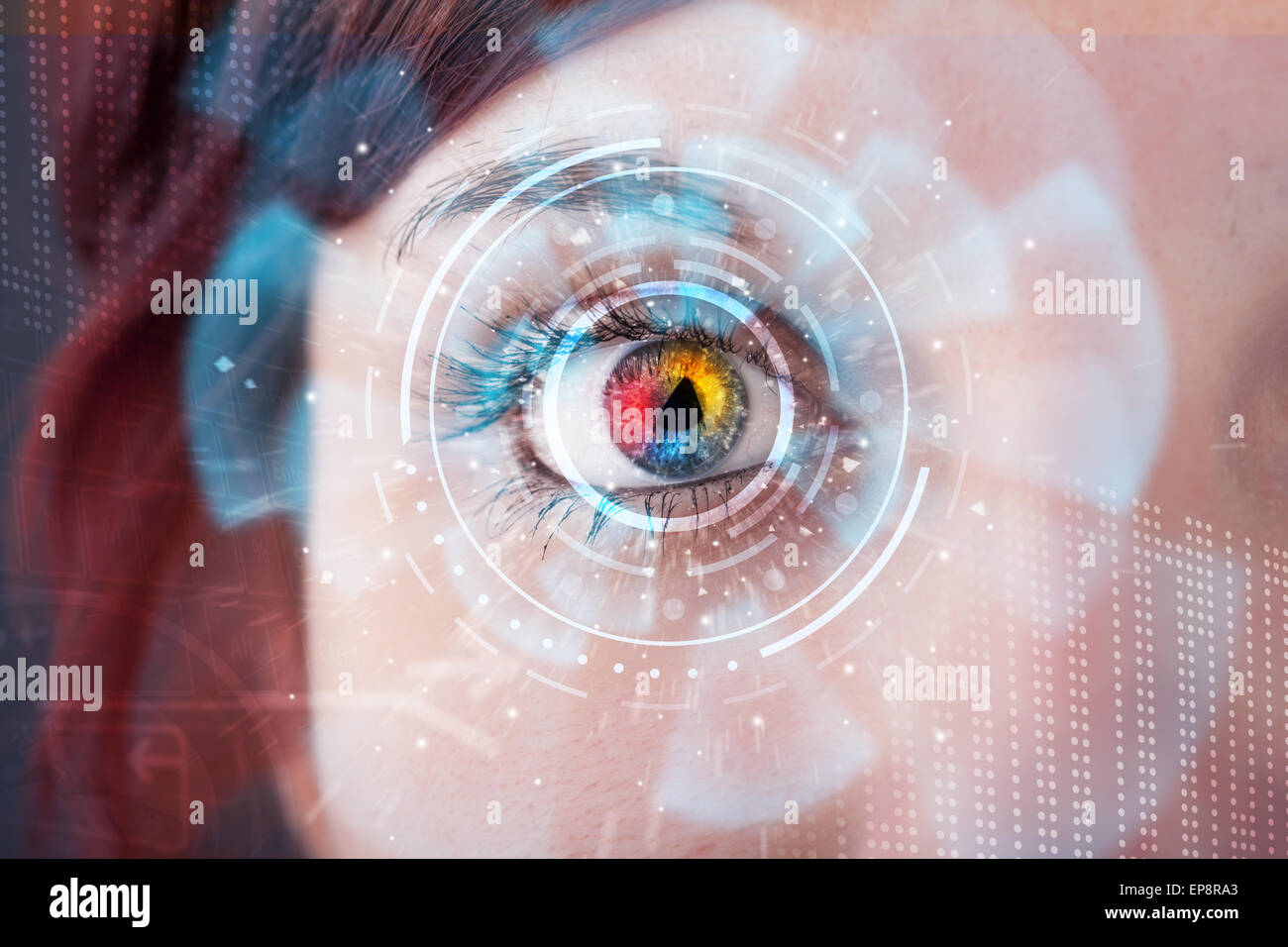Future woman with cyber technology eye panel concept Stock Photo - Alamy