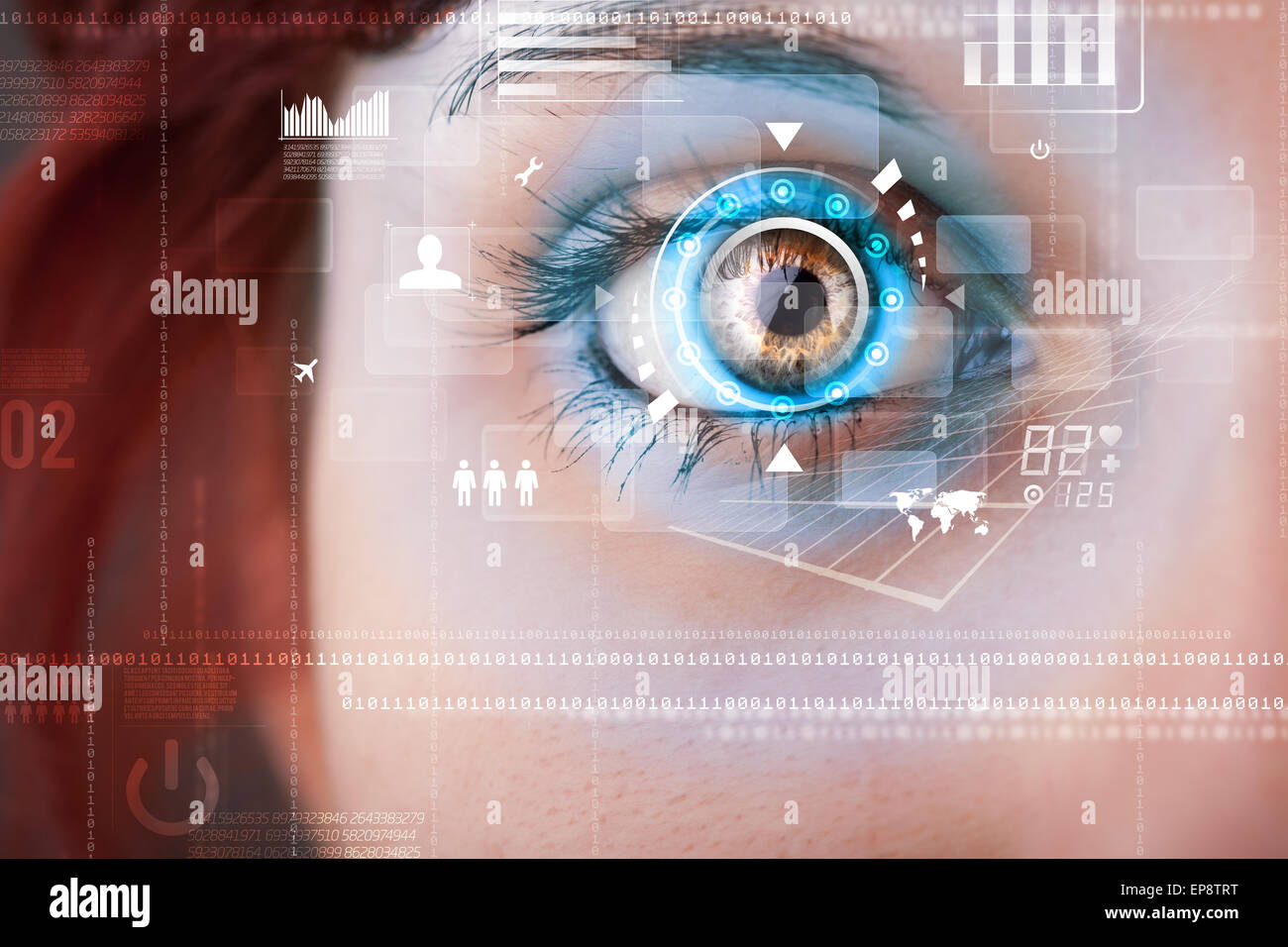 Future woman with cyber technology eye panel concept Stock Photo - Alamy