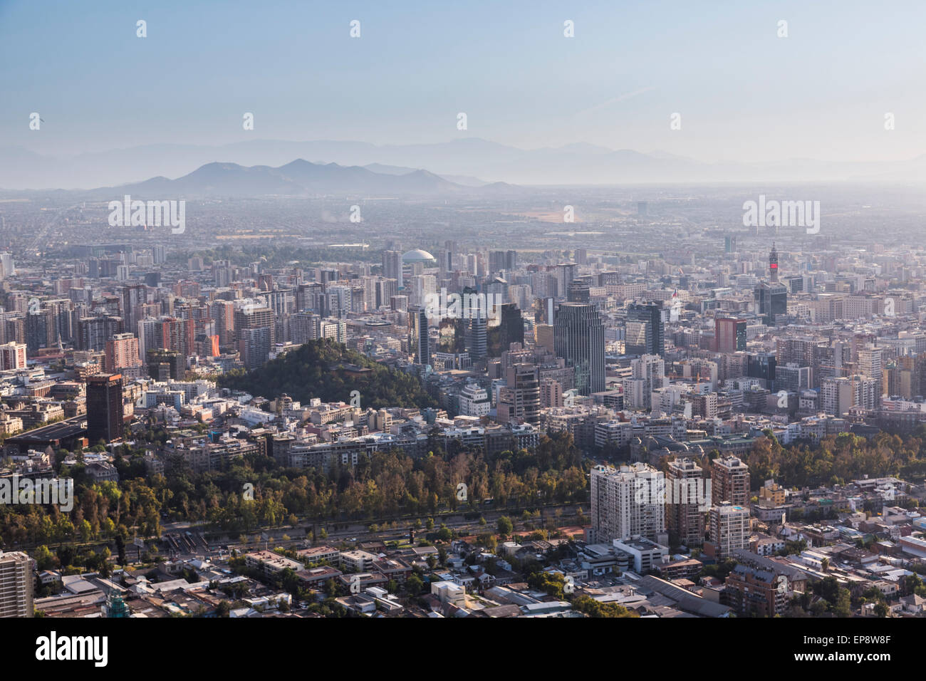 view of Santiago, Chile, from Terraza Bellavista, Parque Metropolitano de Santiago Stock Photo