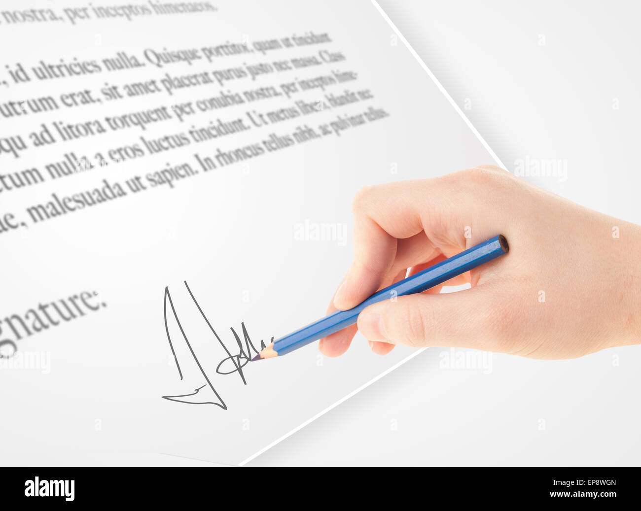 Hand writing personal signature on a paper form Stock Photo - Alamy