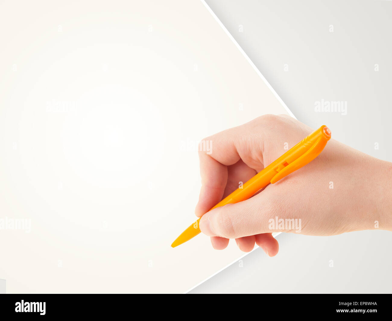 Empty Hand Writing Hand writing on plain empty white paper copy space Stock Photo - Alamy