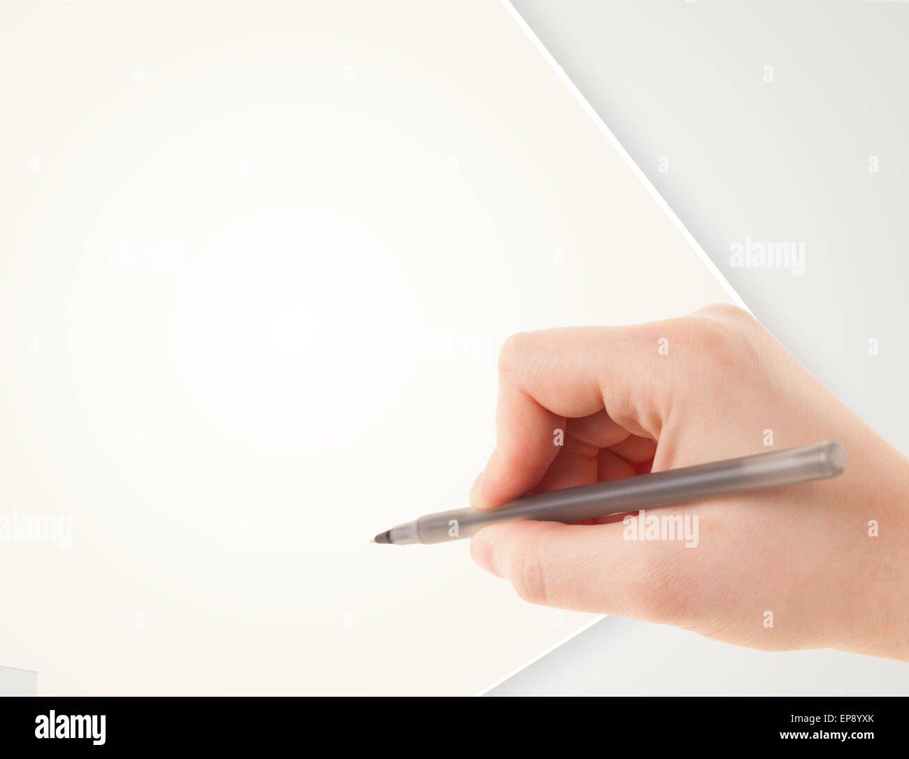 Empty Hand Writing Hand writing on plain empty white paper copy space Stock Photo - Alamy