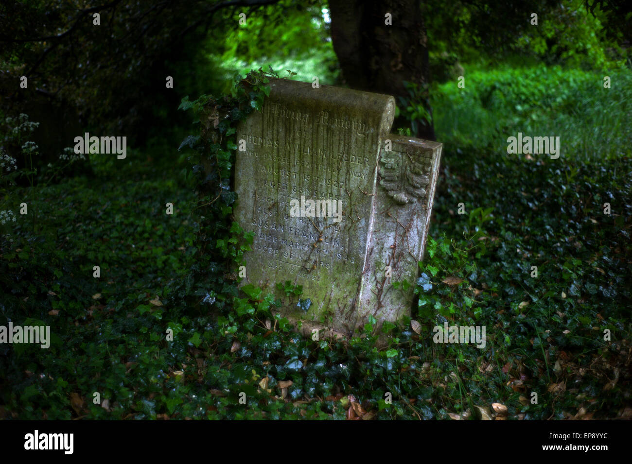 Thaxted Churchyard in the rain. Thaxted Essex England. May 2015 Stock Photo